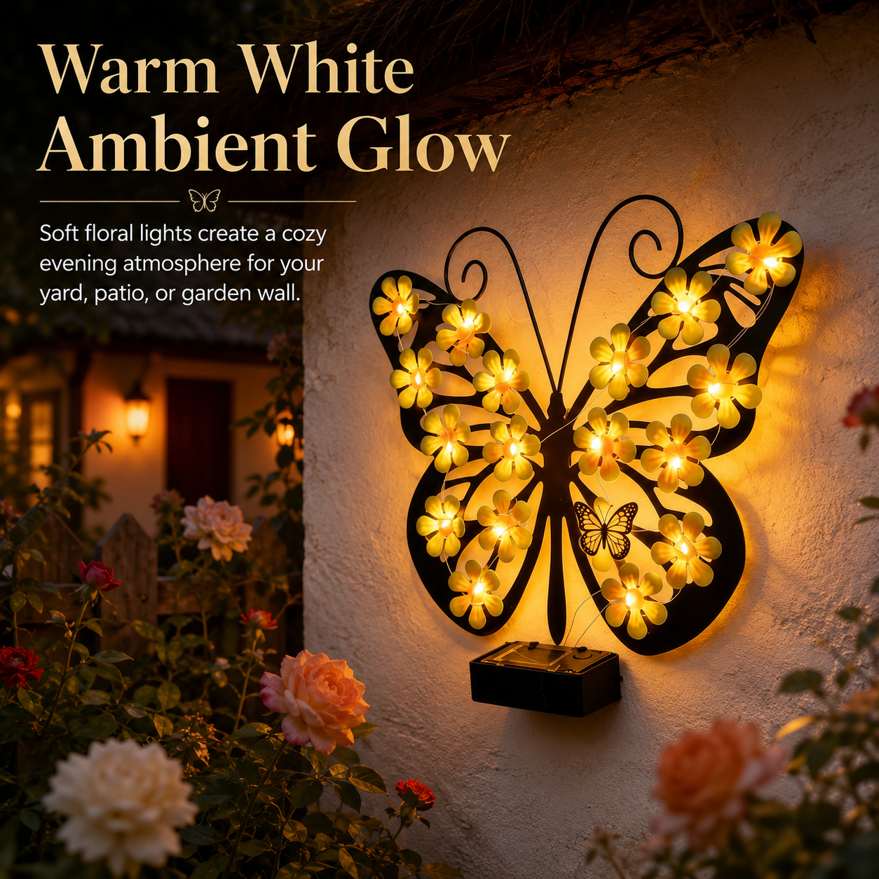 Solar Butterfly Wall Light Outdoor Decor