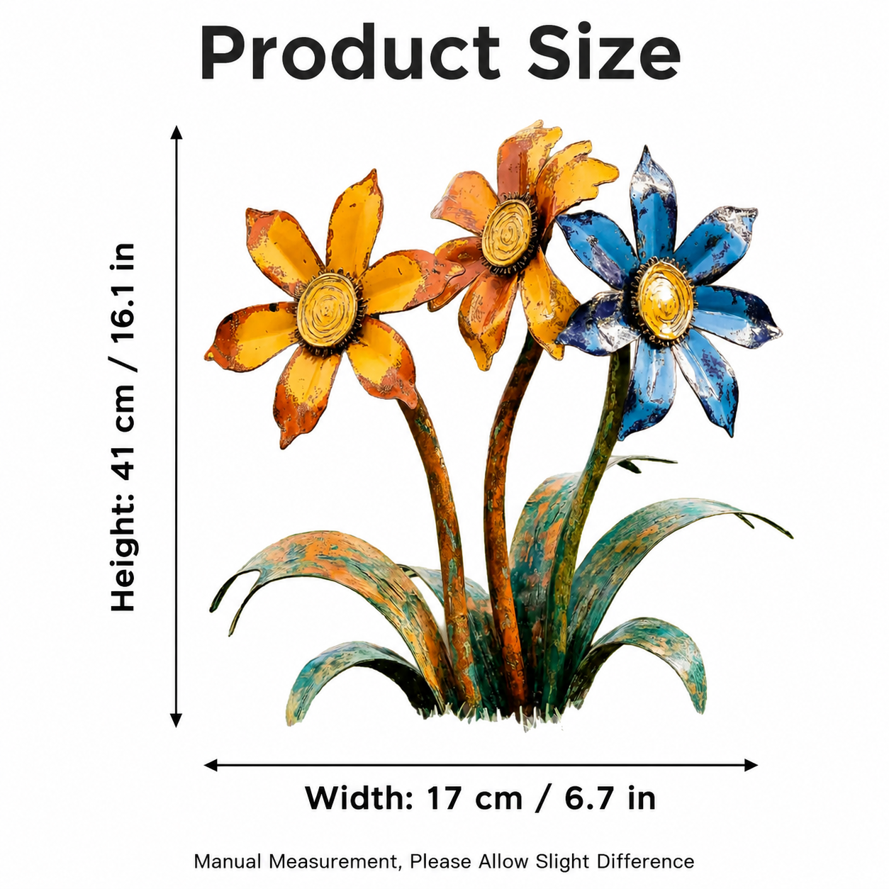 Handcrafted Rustic Metal Flower Garden Stake