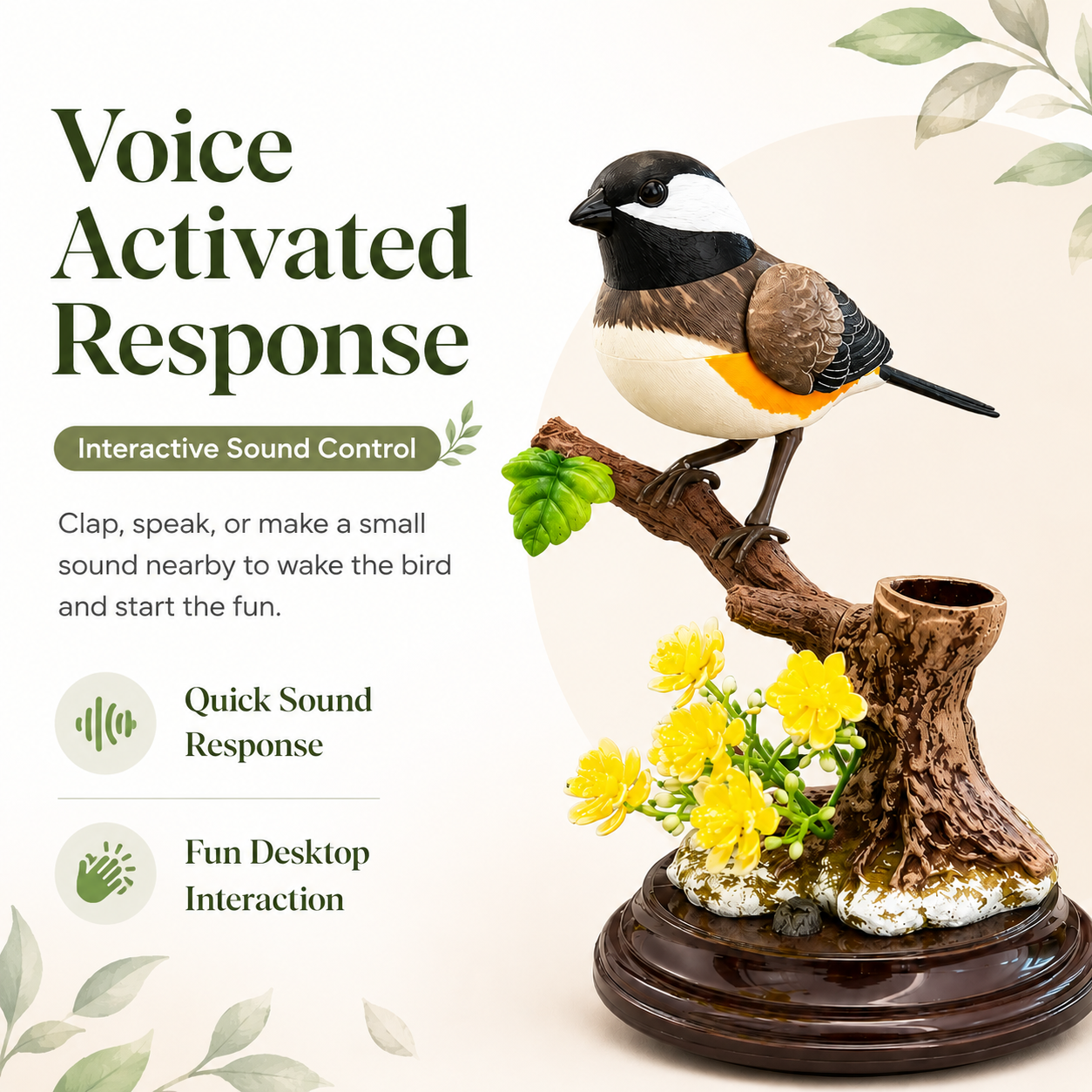 Voice Activated Moving Bird Figurine