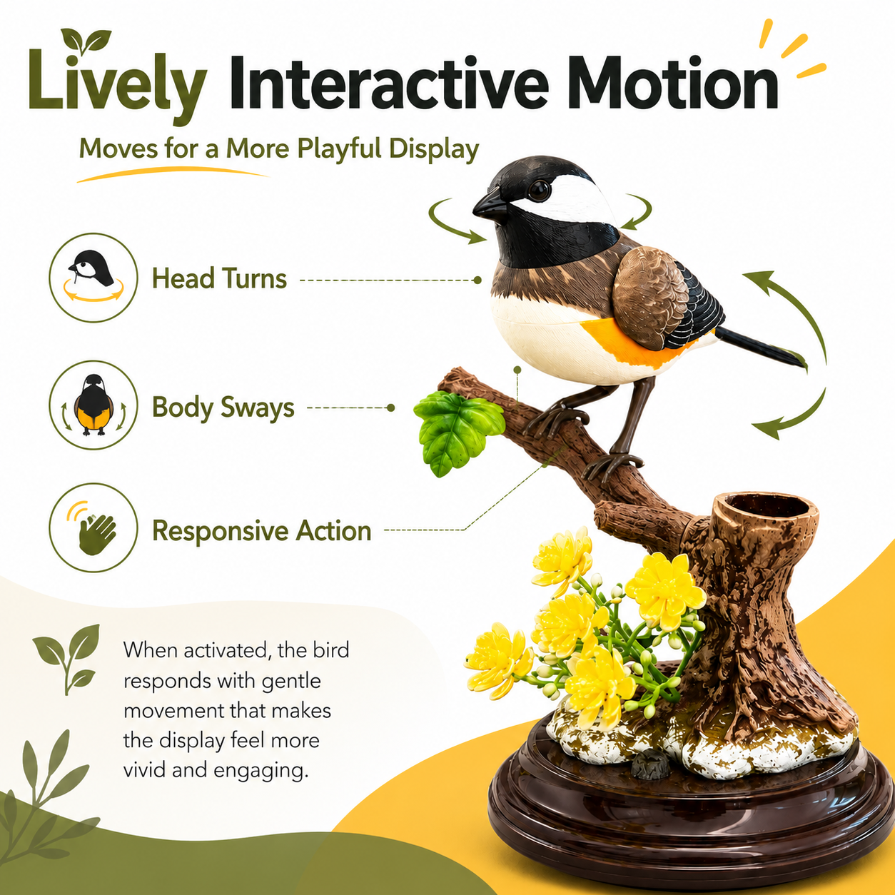 Voice Activated Moving Bird Figurine