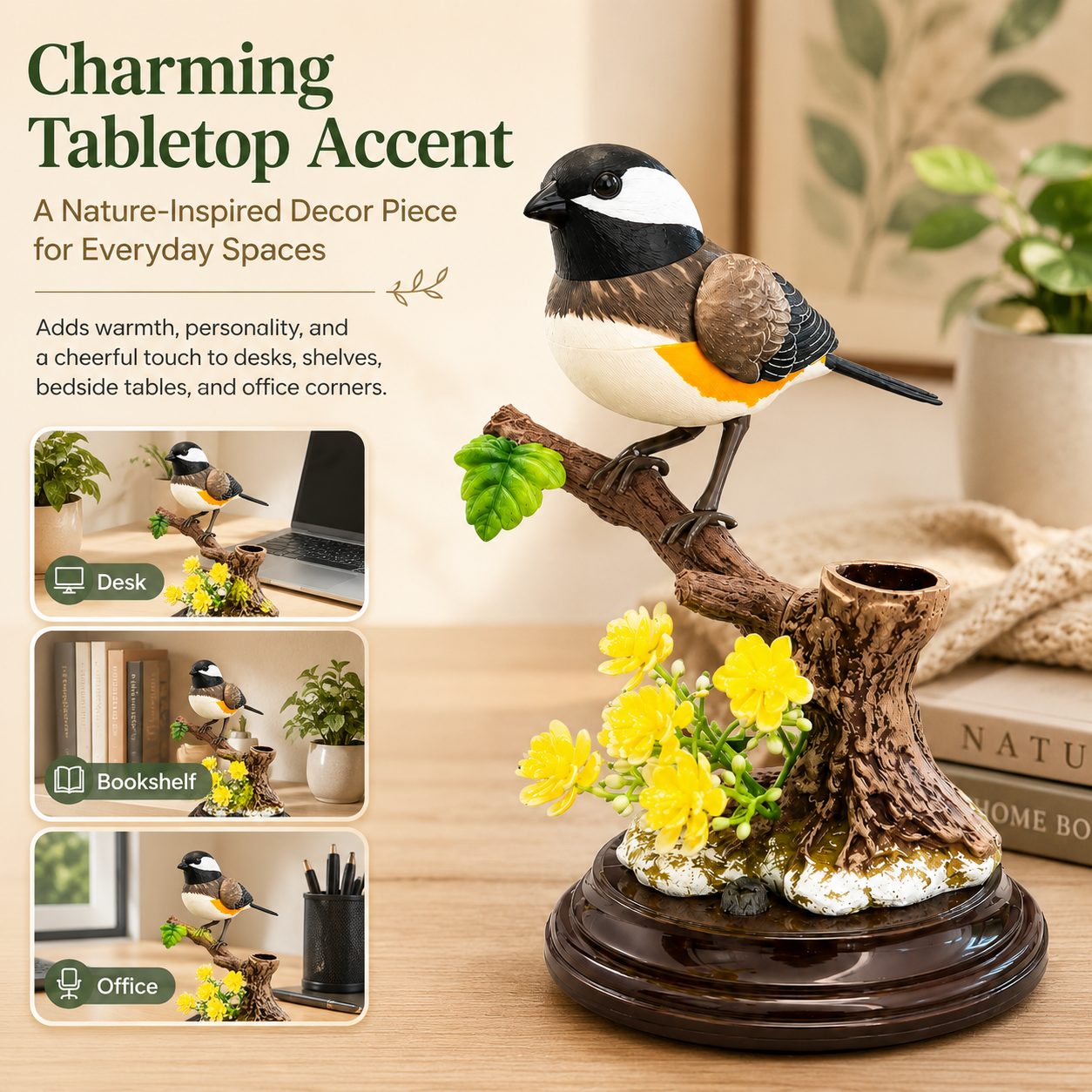 Voice Activated Moving Bird Figurine