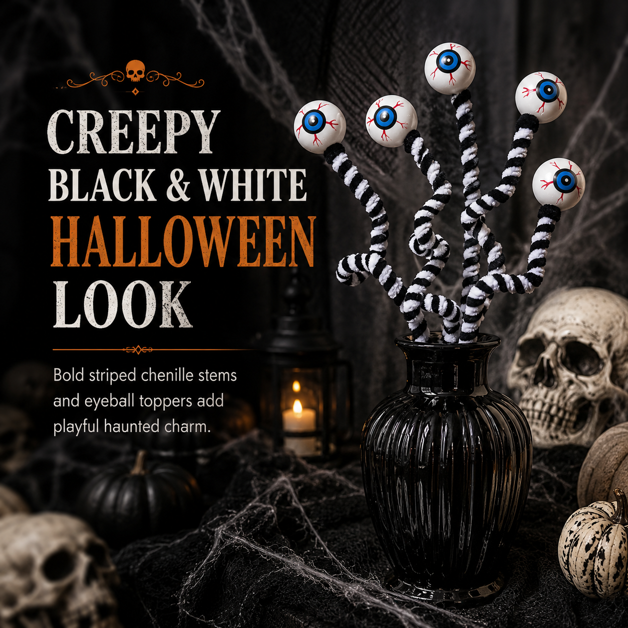 6 Pcs Halloween Bendable Eyeball Branch Stems