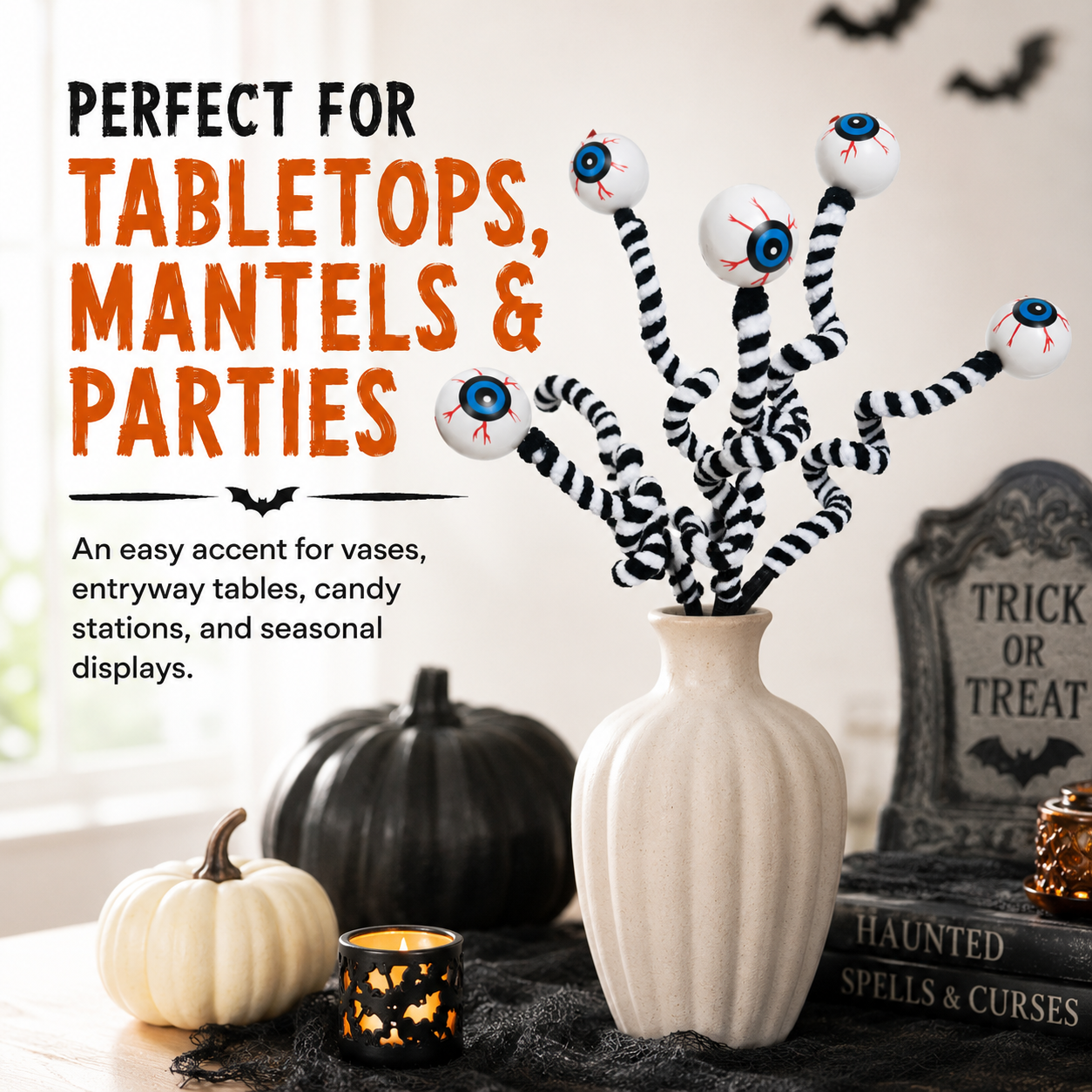 6 Pcs Halloween Bendable Eyeball Branch Stems