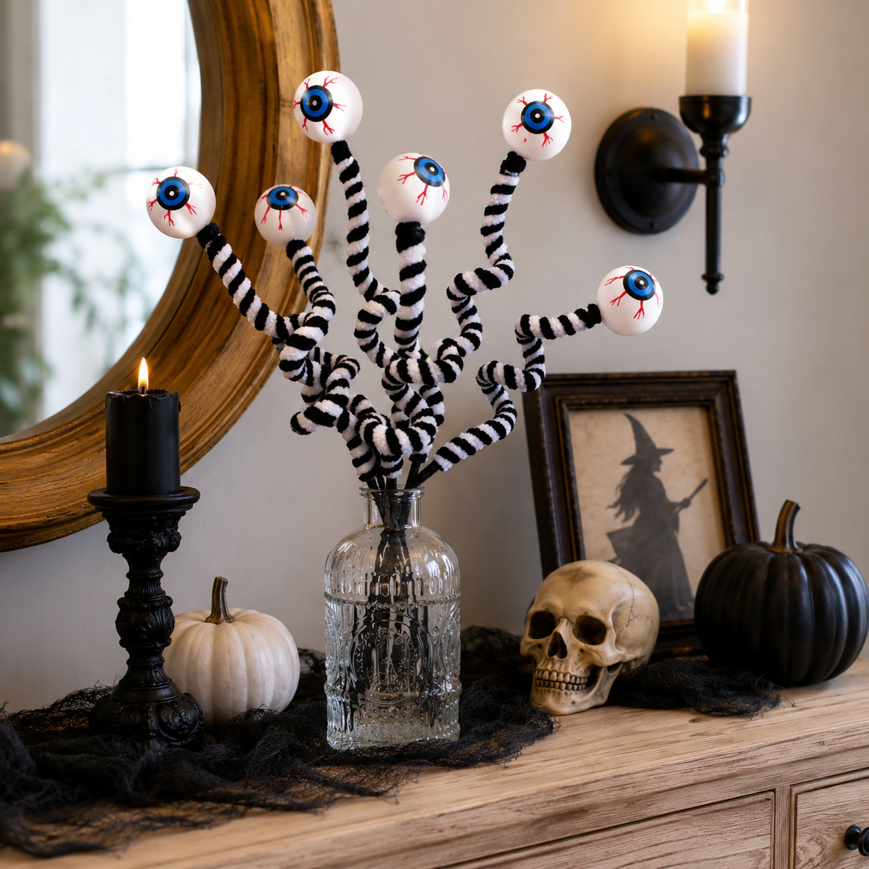 6 Pcs Halloween Bendable Eyeball Branch Stems