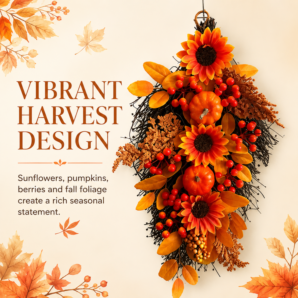 Fall Sunflower Pumpkin Door Swag