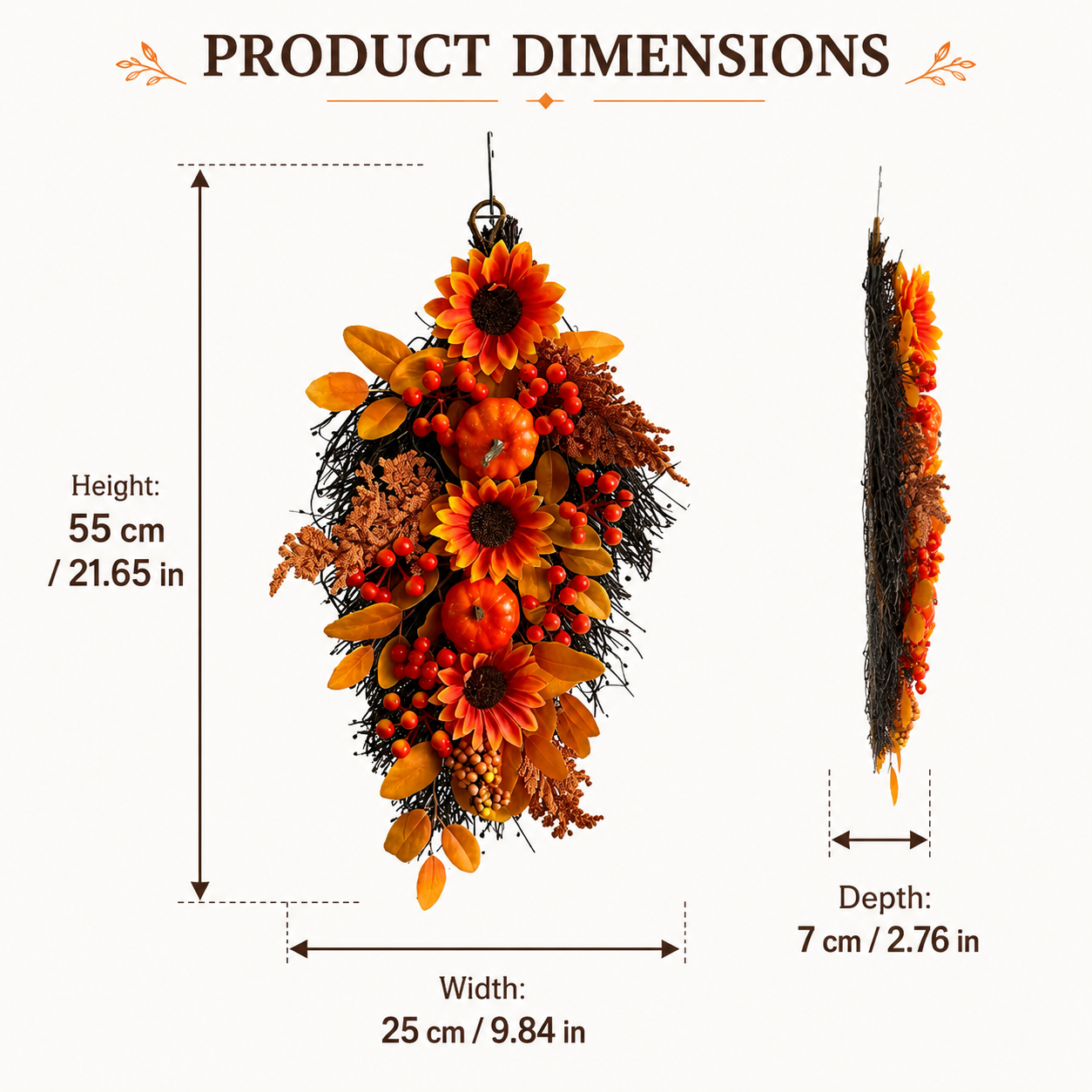 Fall Sunflower Pumpkin Door Swag