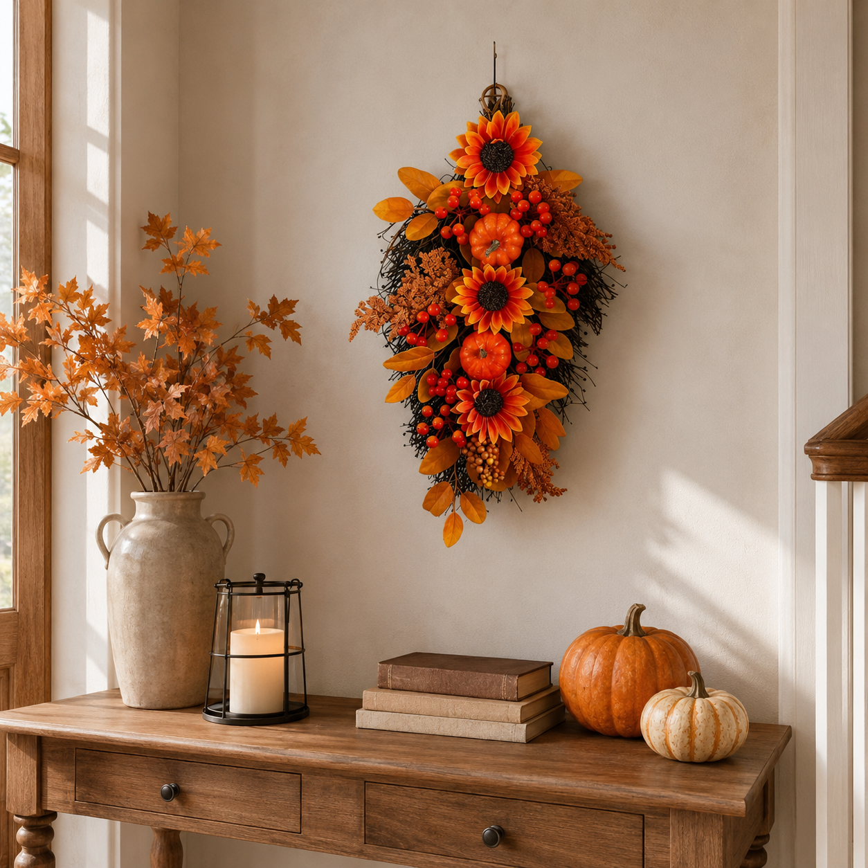 Fall Sunflower Pumpkin Door Swag