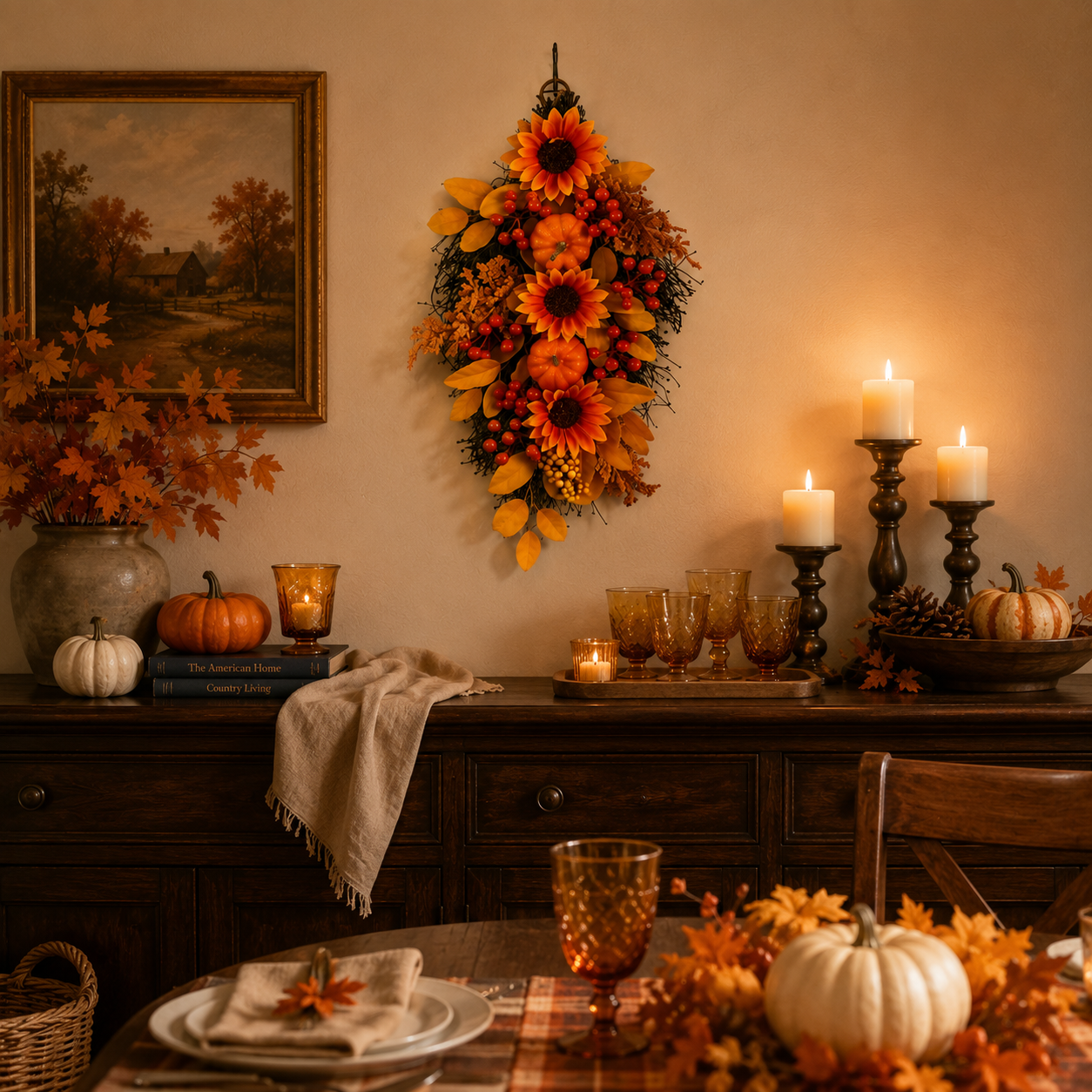 Fall Sunflower Pumpkin Door Swag