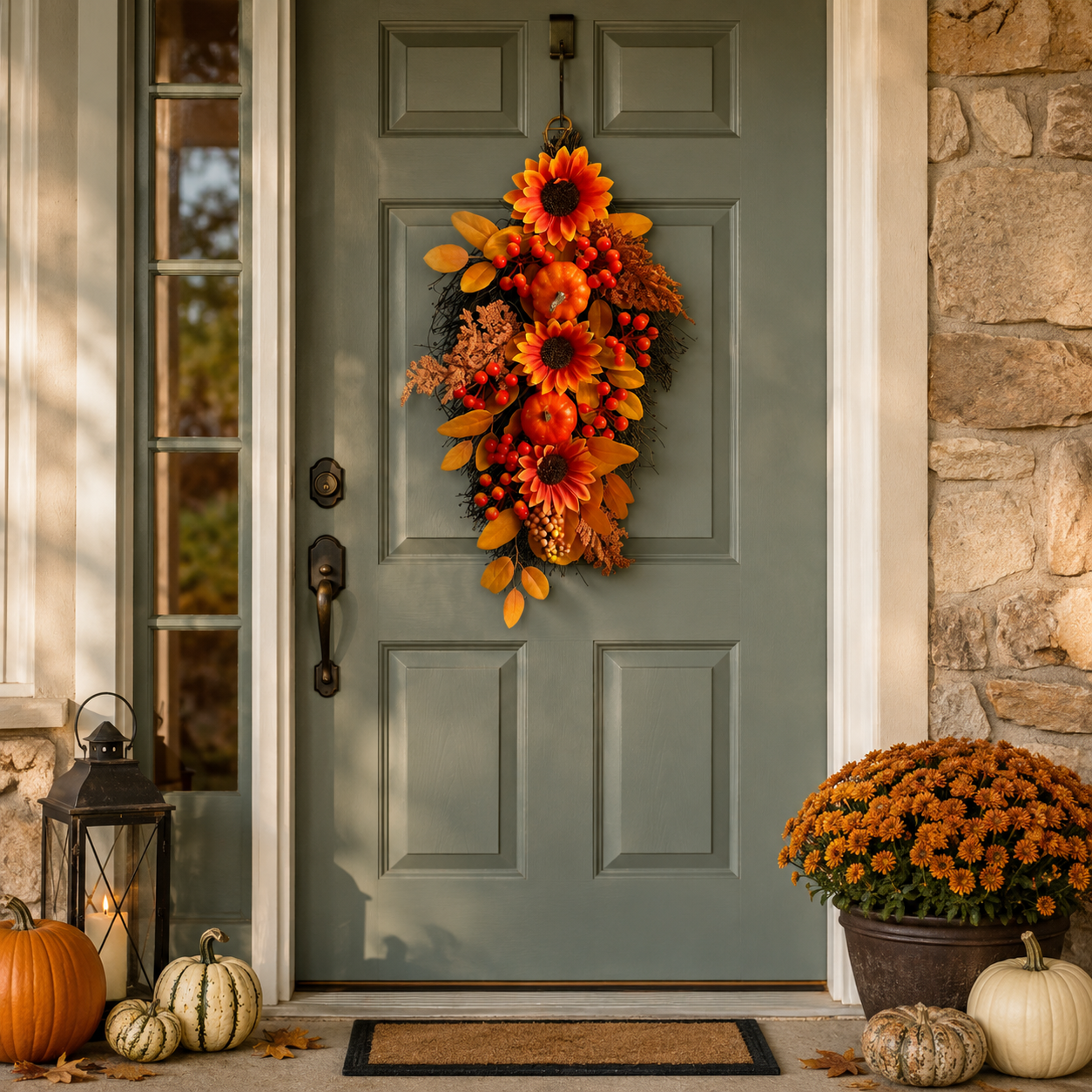 Fall Sunflower Pumpkin Door Swag