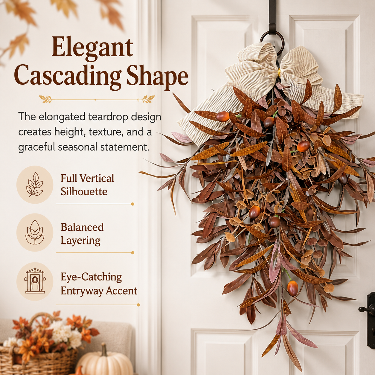 24-inch Fall Olive Leaf Door Wreath