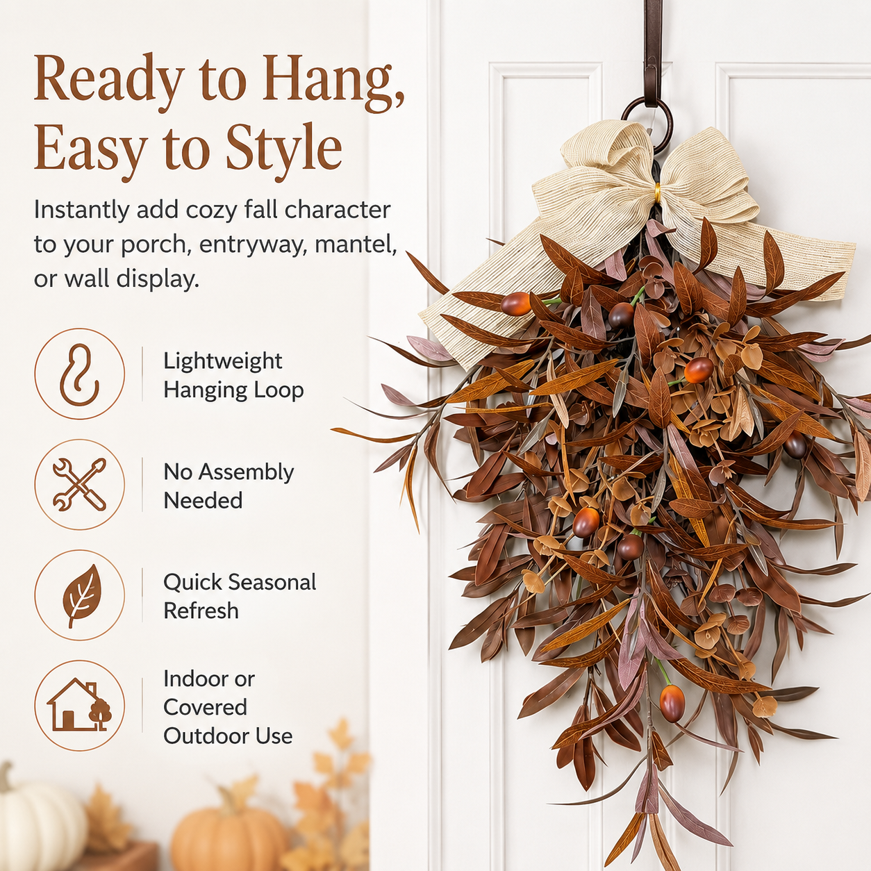 24-inch Fall Olive Leaf Door Wreath