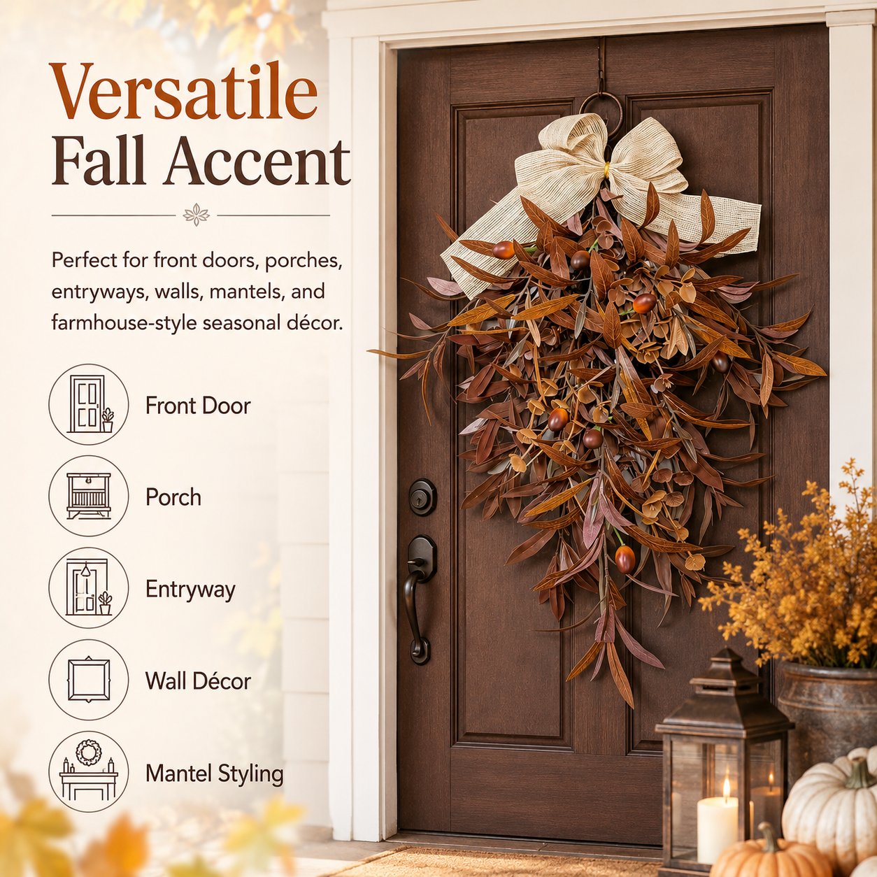 24-inch Fall Olive Leaf Door Wreath