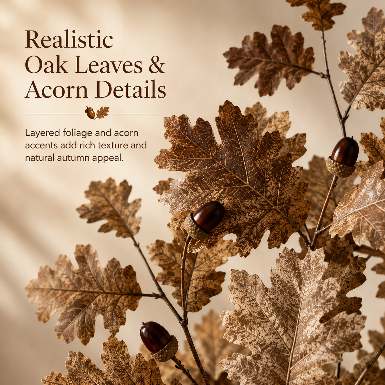 37.8-Inch Artificial Oak Leaf & Acorn Branch