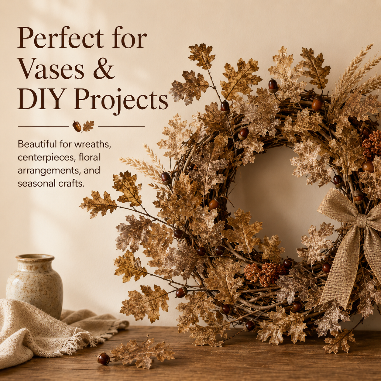 37.8-Inch Artificial Oak Leaf & Acorn Branch