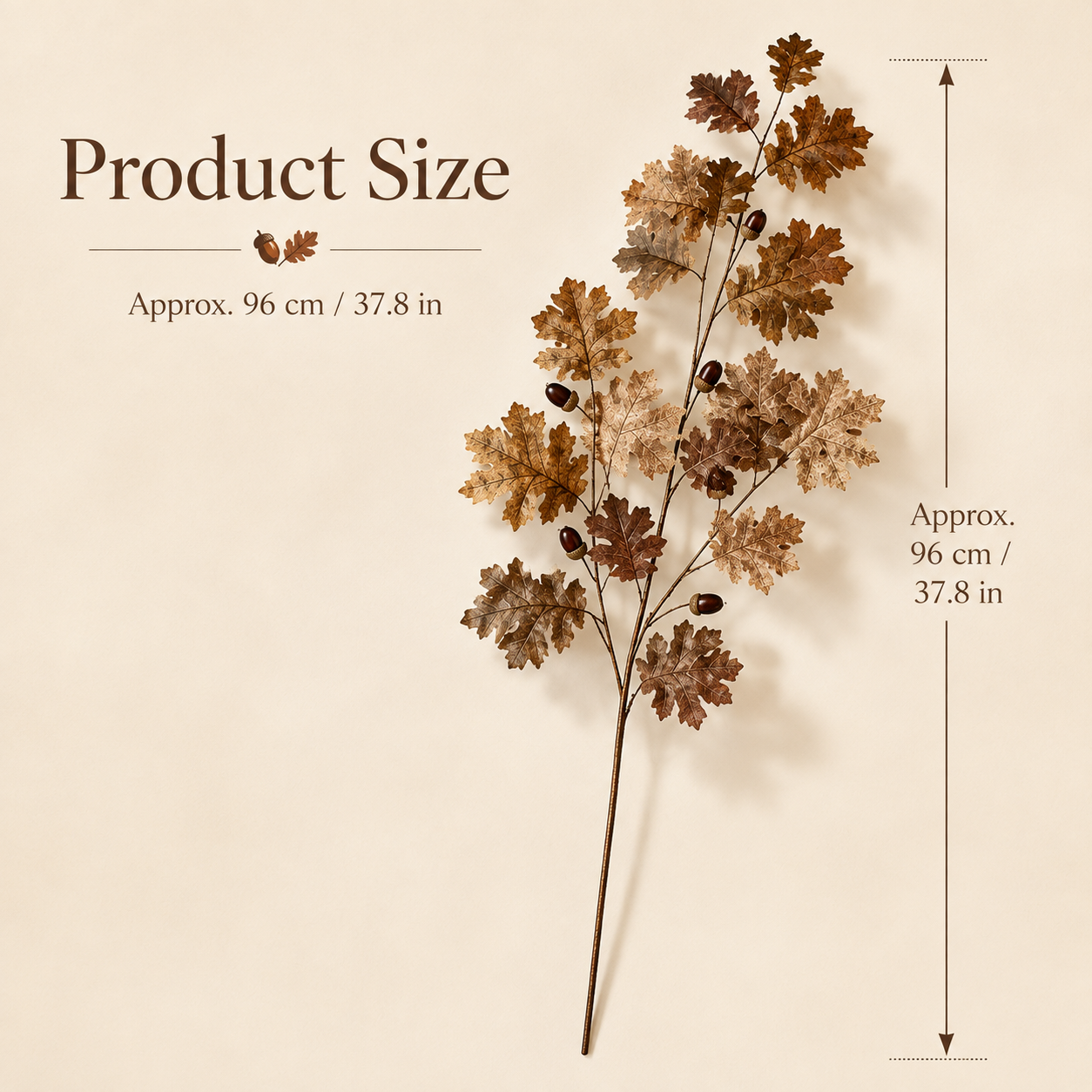 37.8-Inch Artificial Oak Leaf & Acorn Branch