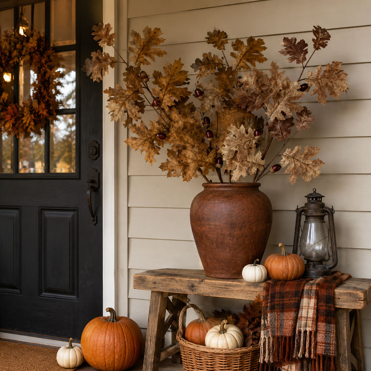 37.8-Inch Artificial Oak Leaf & Acorn Branch