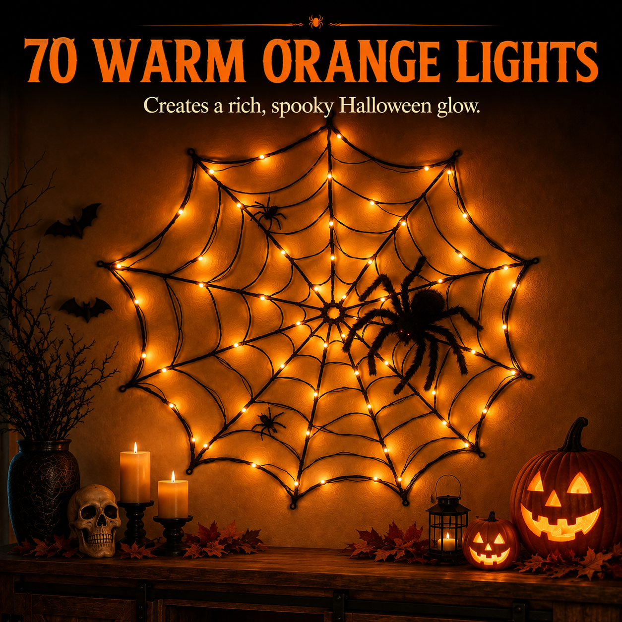 47.2" Lighted Halloween Spider Web