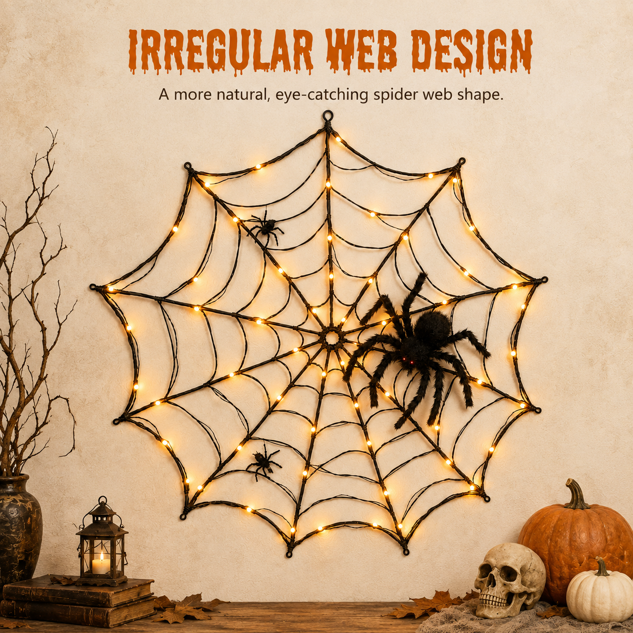 47.2" Lighted Halloween Spider Web
