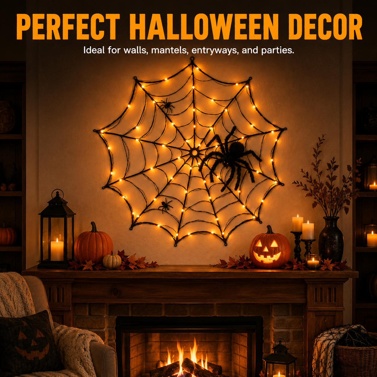 47.2" Lighted Halloween Spider Web