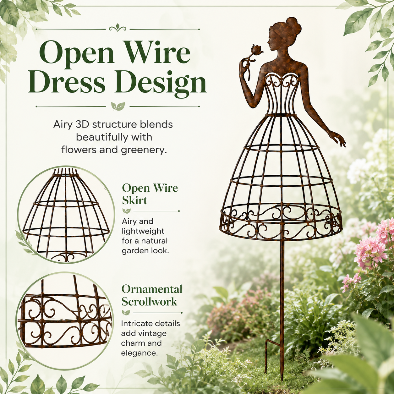 Vintage Lady Garden Trellis Stake