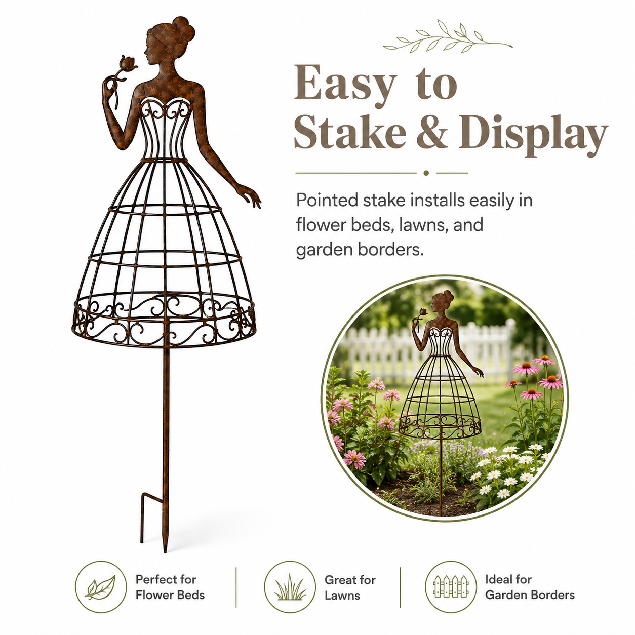 Vintage Lady Garden Trellis Stake