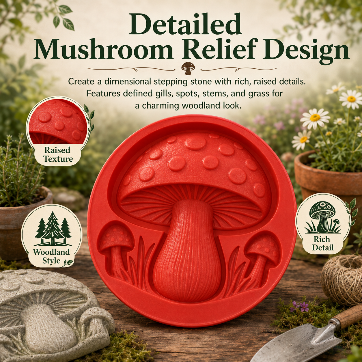 Reusable Mushroom Stepping Stone Mold for Concrete