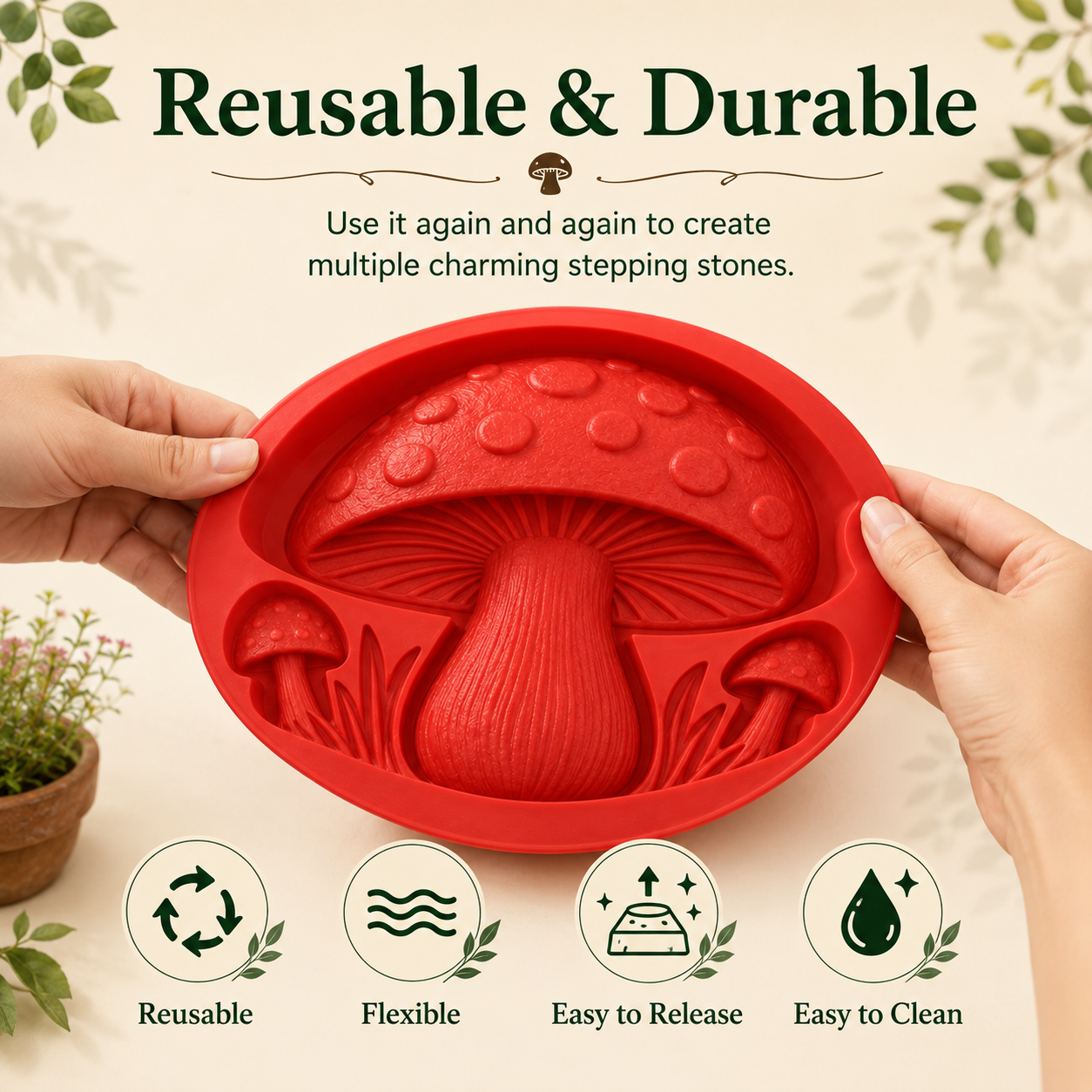Reusable Mushroom Stepping Stone Mold for Concrete