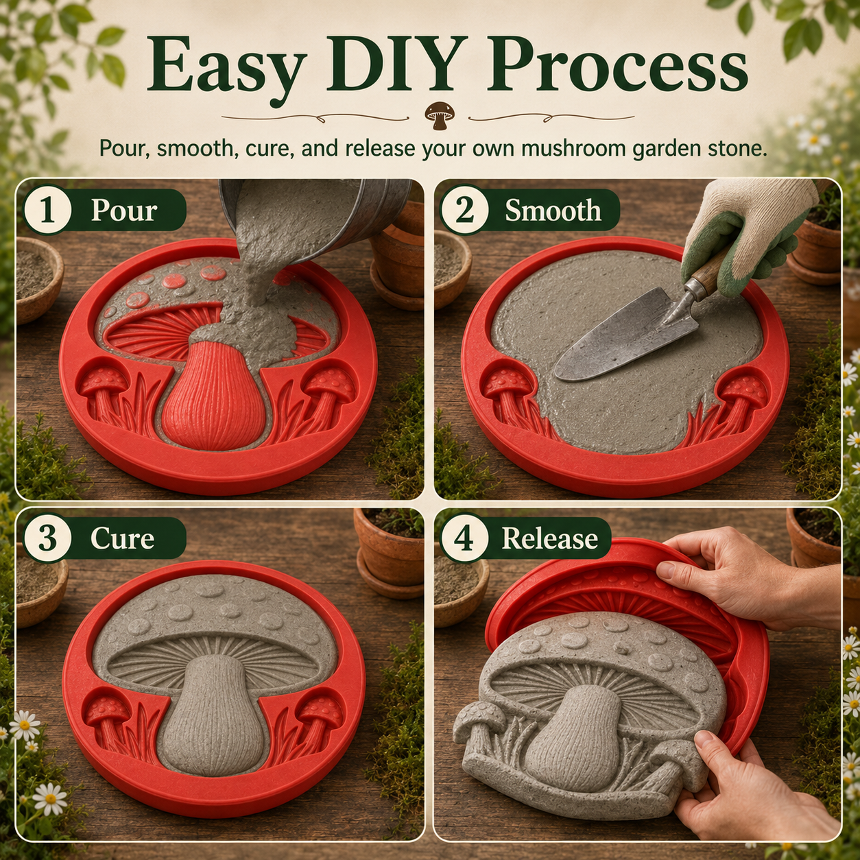 Reusable Mushroom Stepping Stone Mold for Concrete