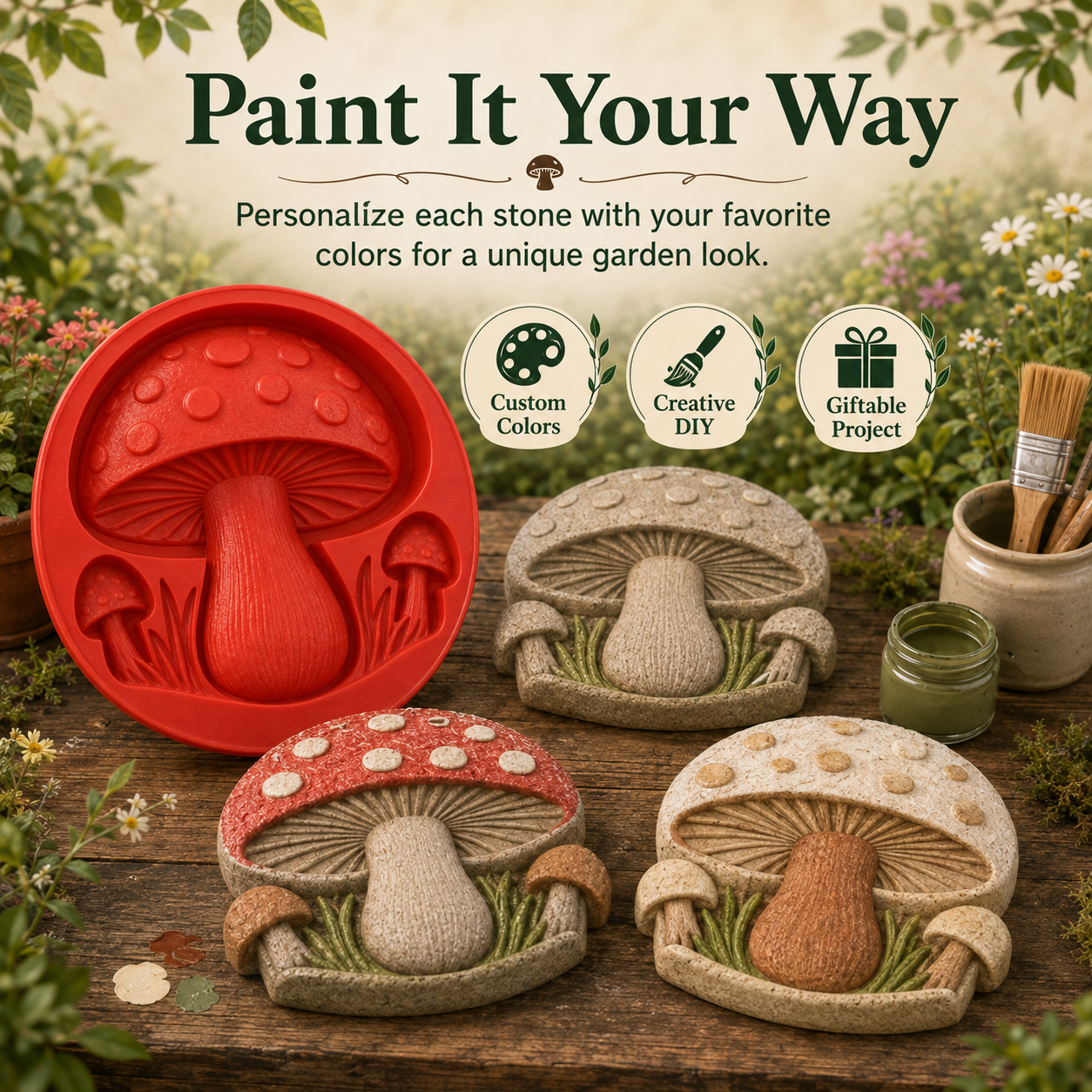 Reusable Mushroom Stepping Stone Mold for Concrete