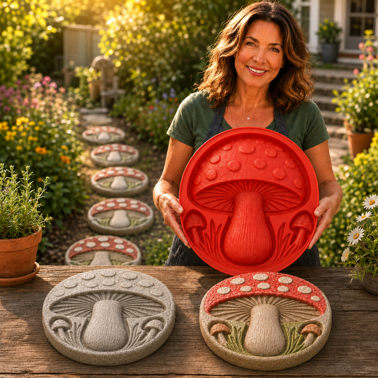 Reusable Mushroom Stepping Stone Mold for Concrete