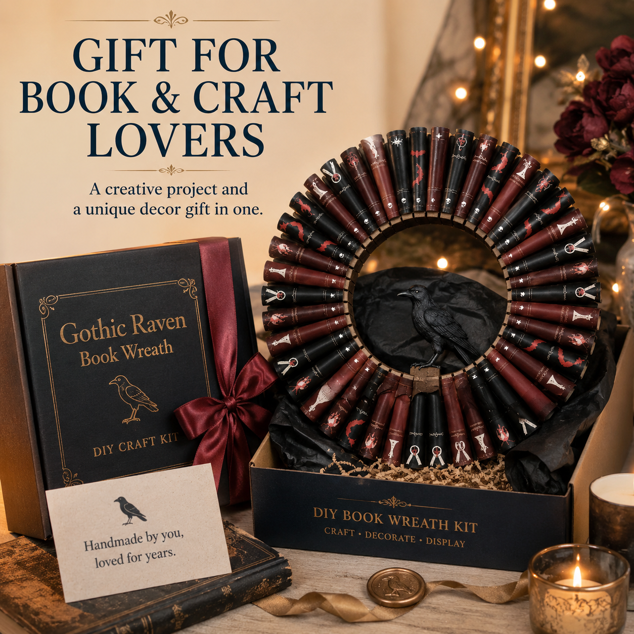 DIY Gothic Raven Book Wreath Craft Kit