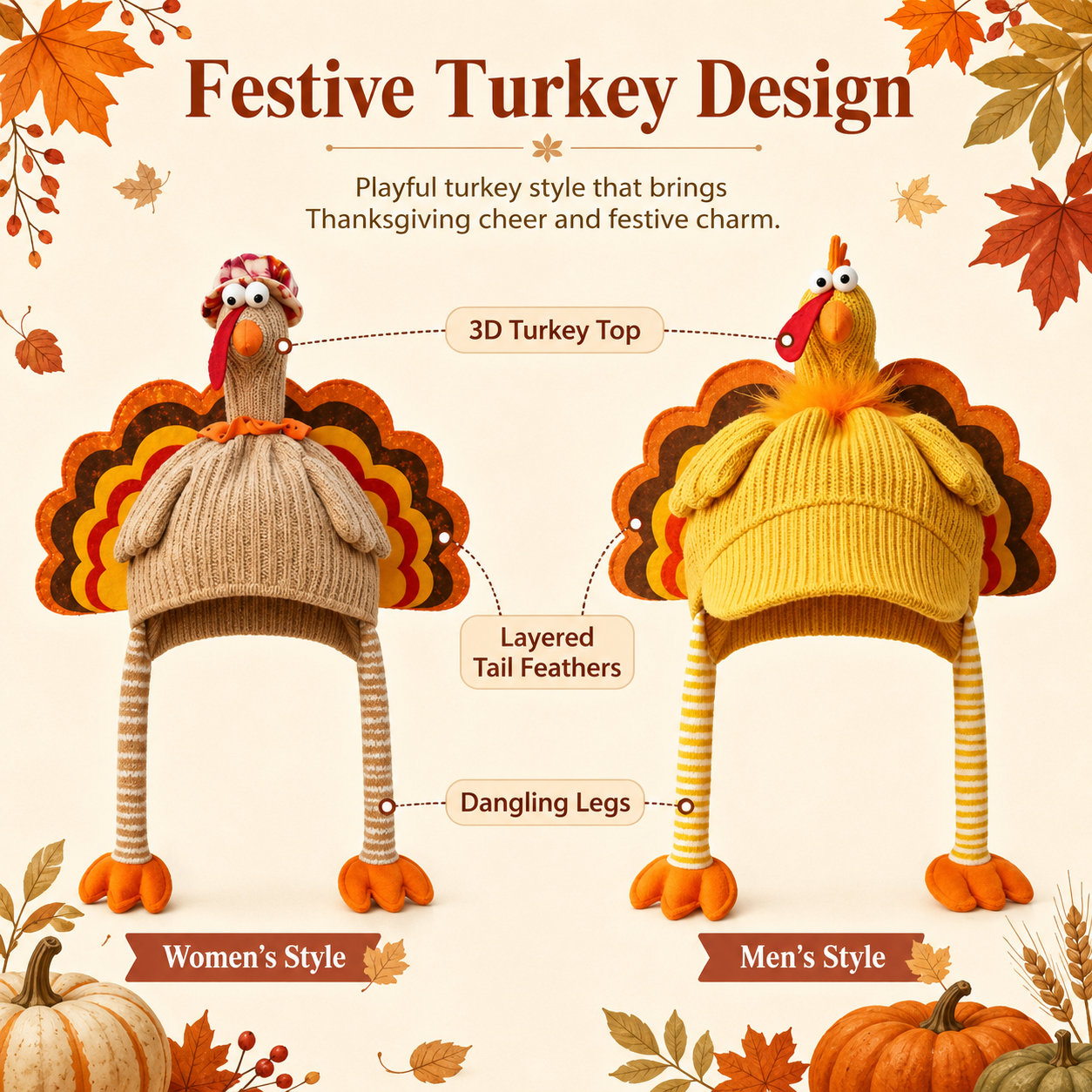 Fun Harvest Festival Knitted Hat
