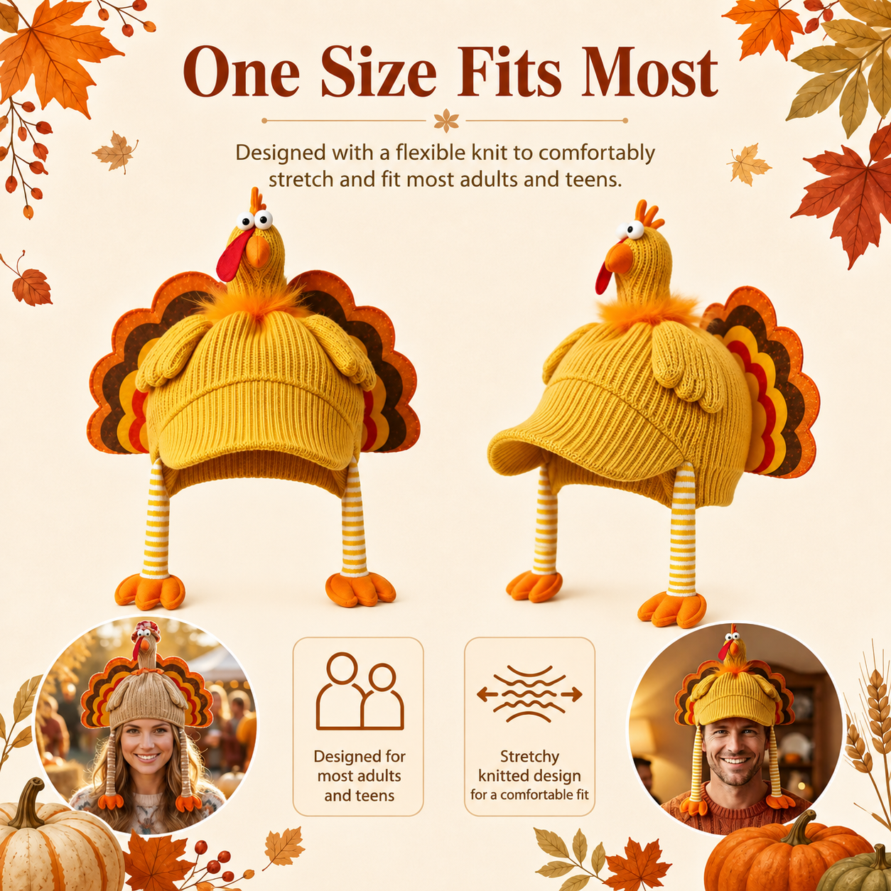 Fun Harvest Festival Knitted Hat