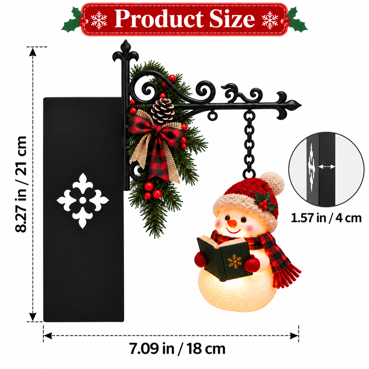 Christmas Snowman Reading Bookshelf Light