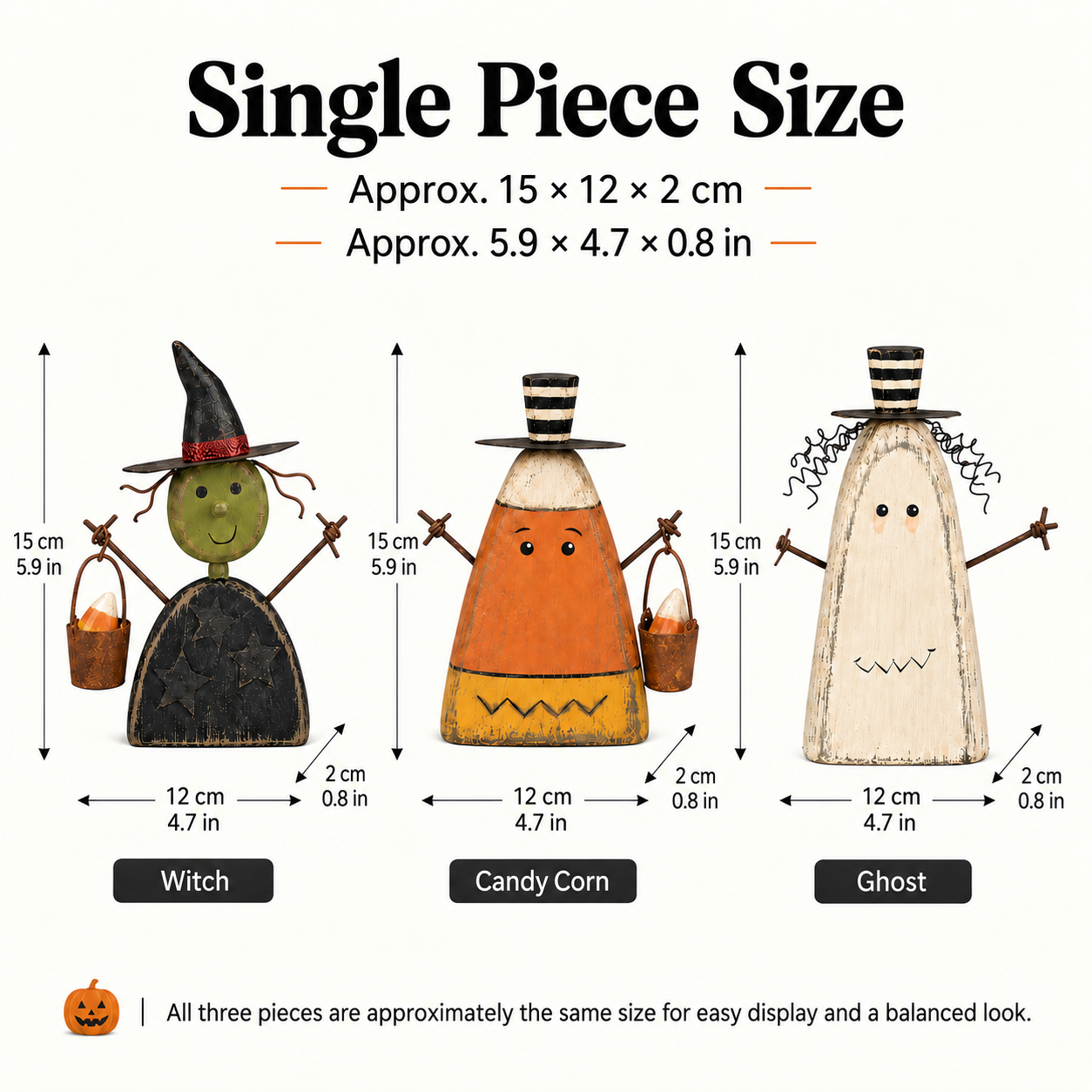 Primitive Halloween Wooden Figurines Set of 3