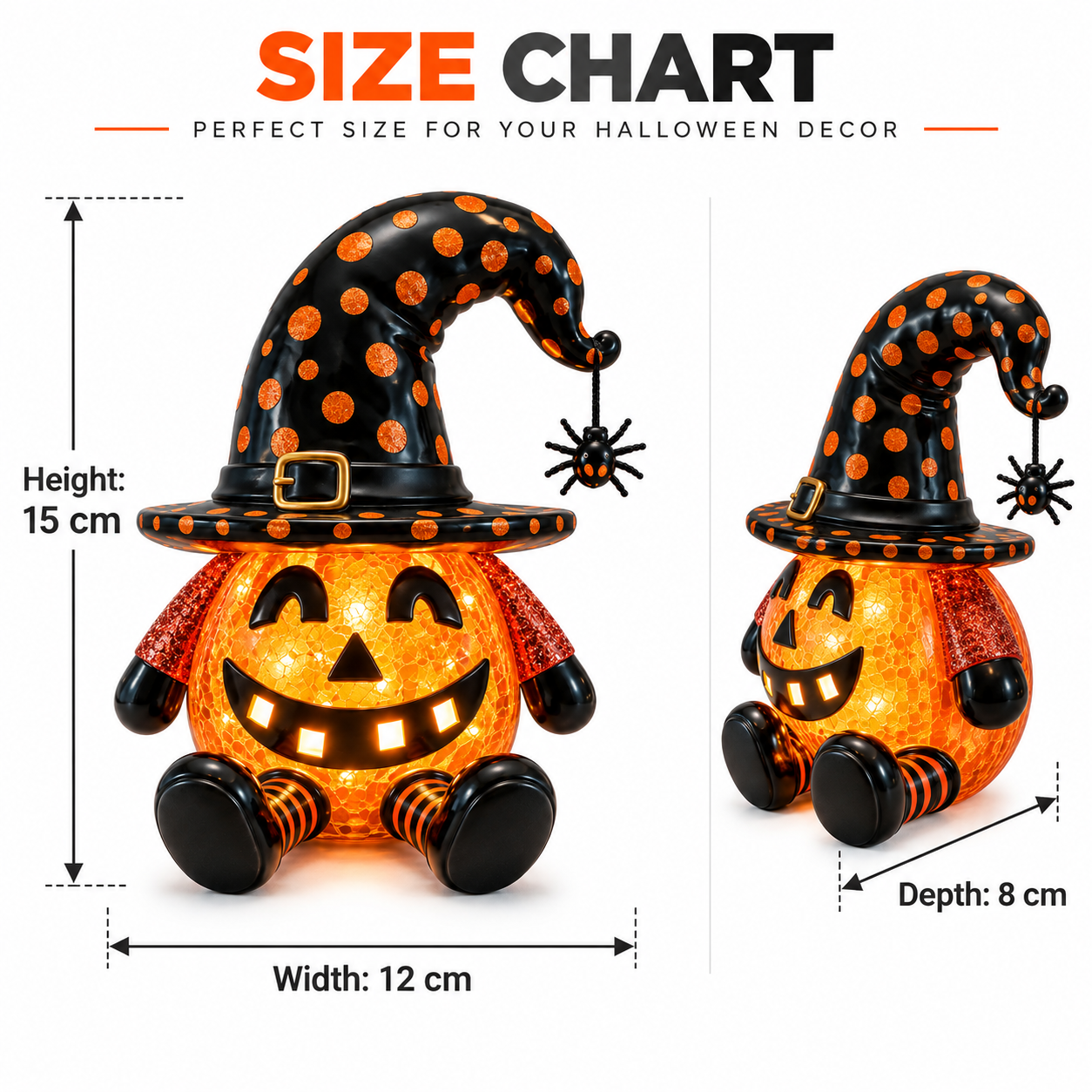 Light-Up Halloween Pumpkin Witch Figurine