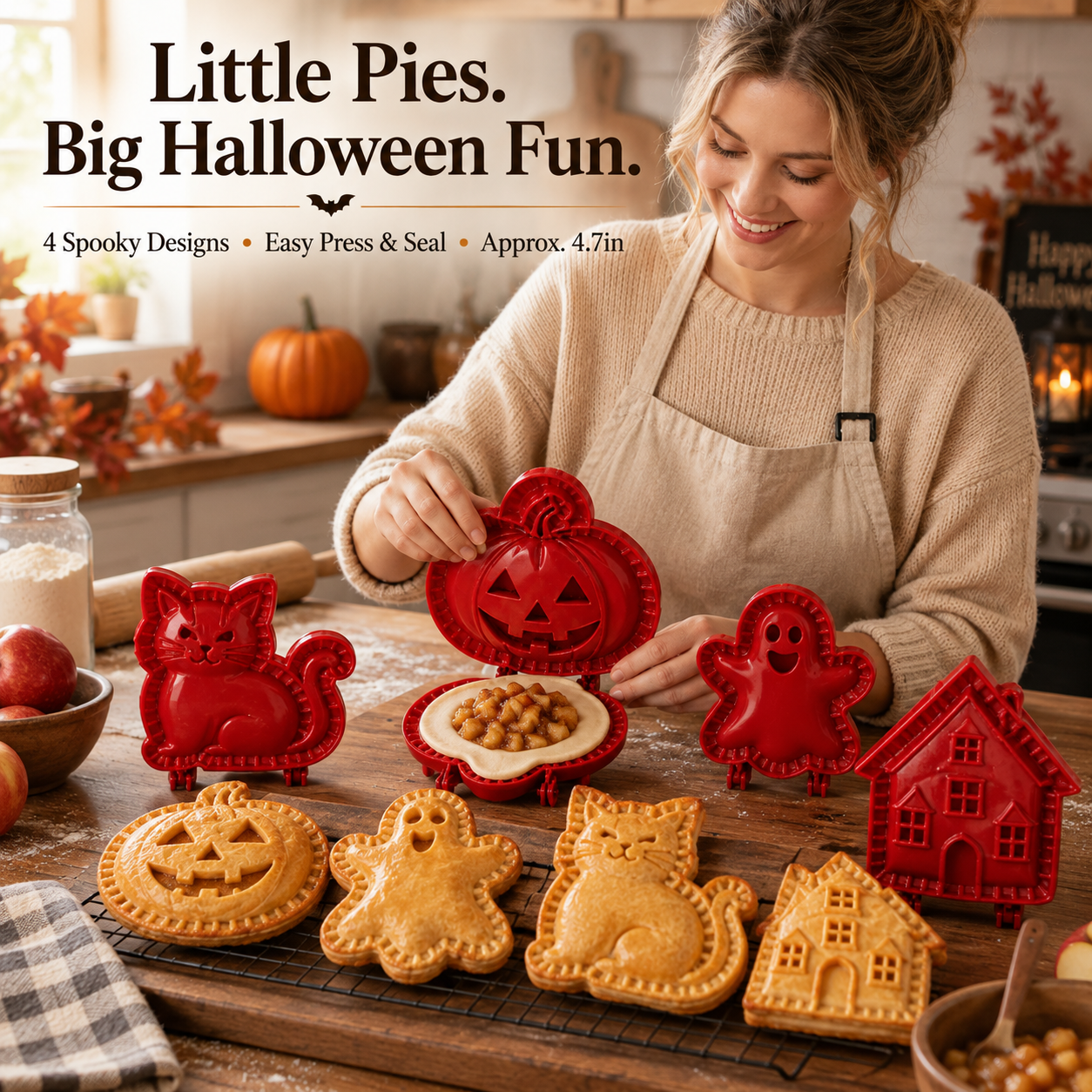 4-Piece Halloween Hand Pie Mold Set