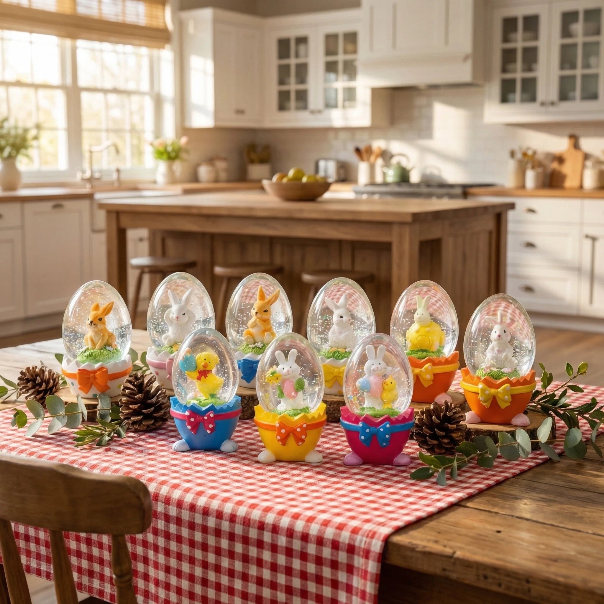 Easter Bunny Egg Glass Snow Globe Decor