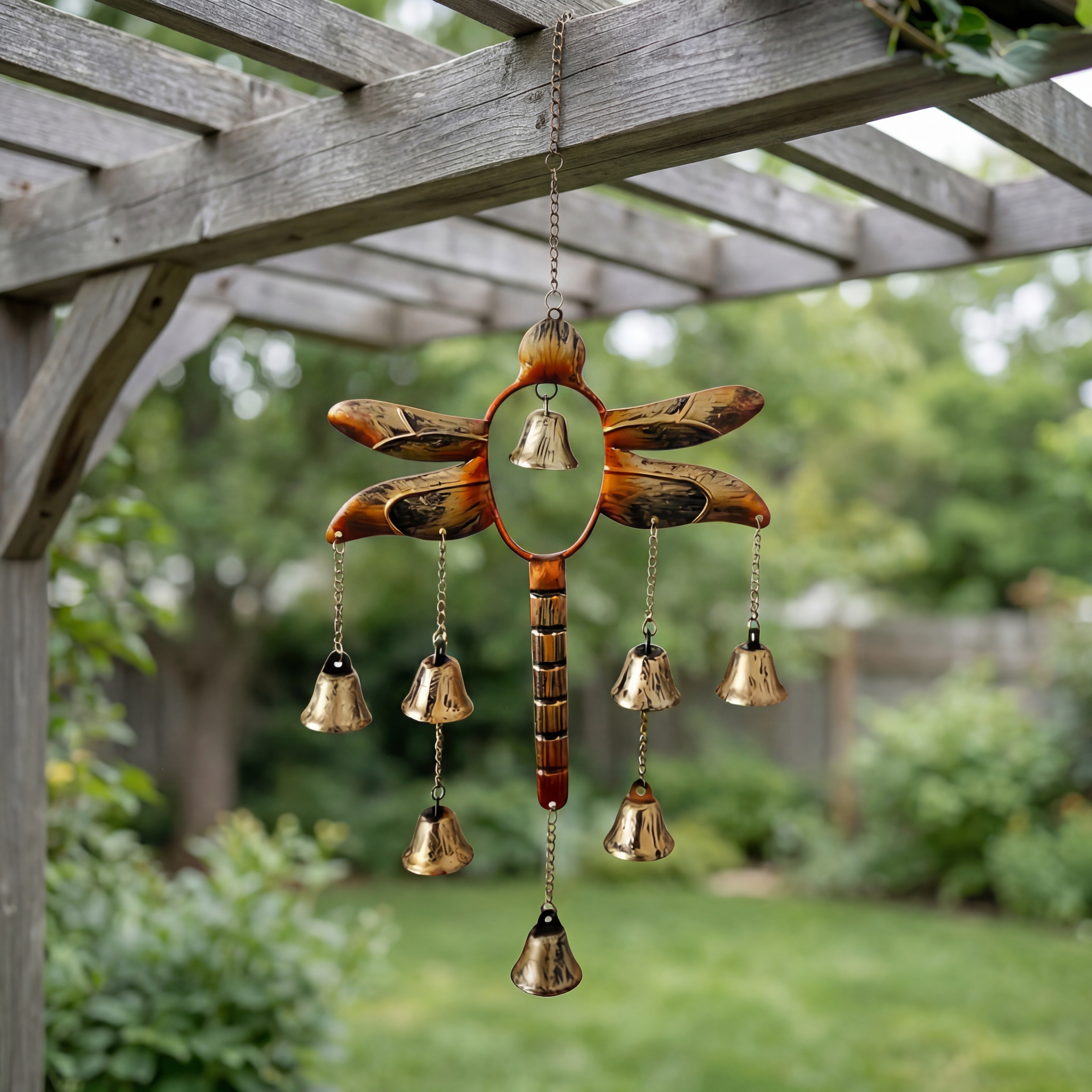Rustic Dragonfly Bell Wind Chime