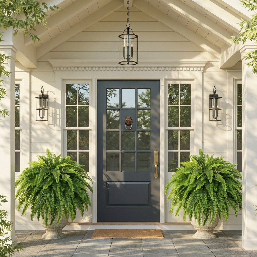 Classic Boston Fern Porch Planter – Lush Green Entryway Decor