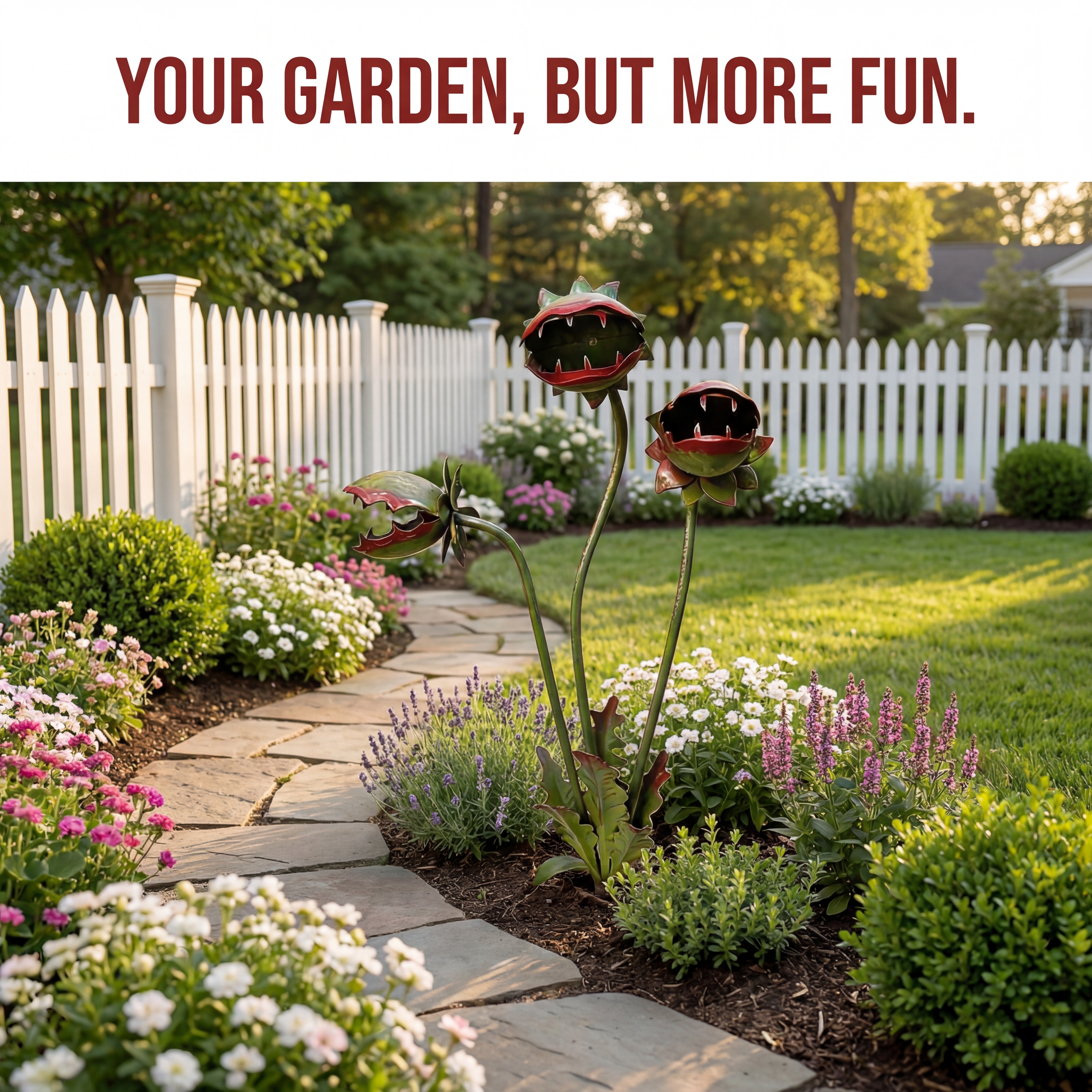 Whimsical Venus Flytrap Garden Stake