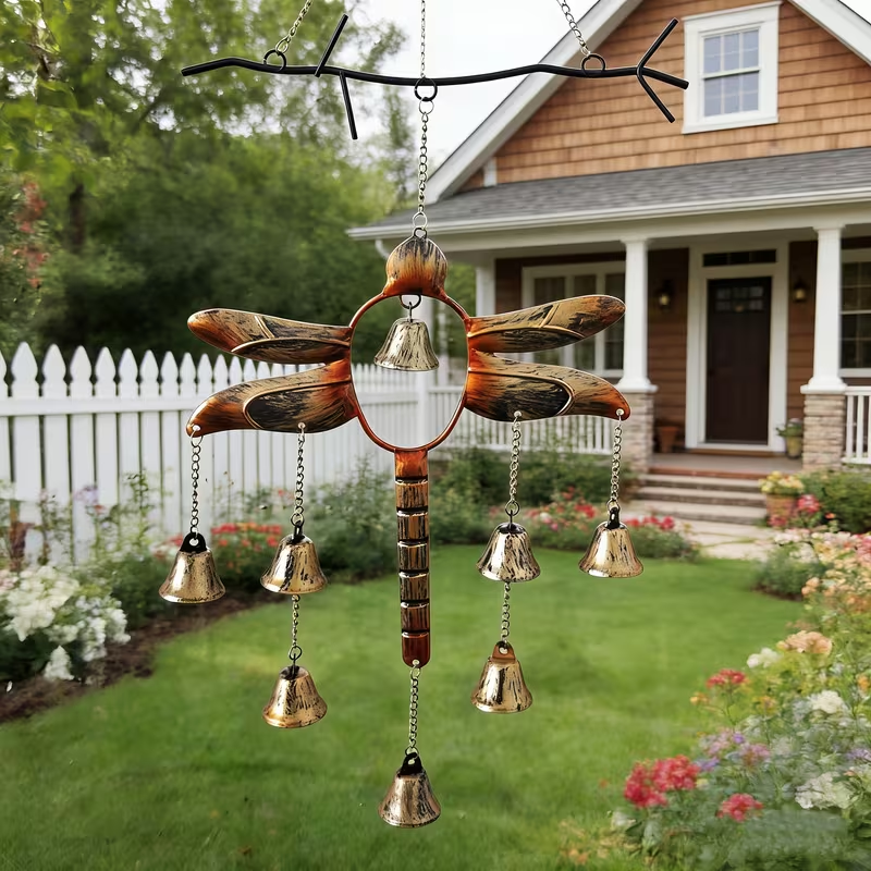 Rustic Dragonfly Bell Wind Chime