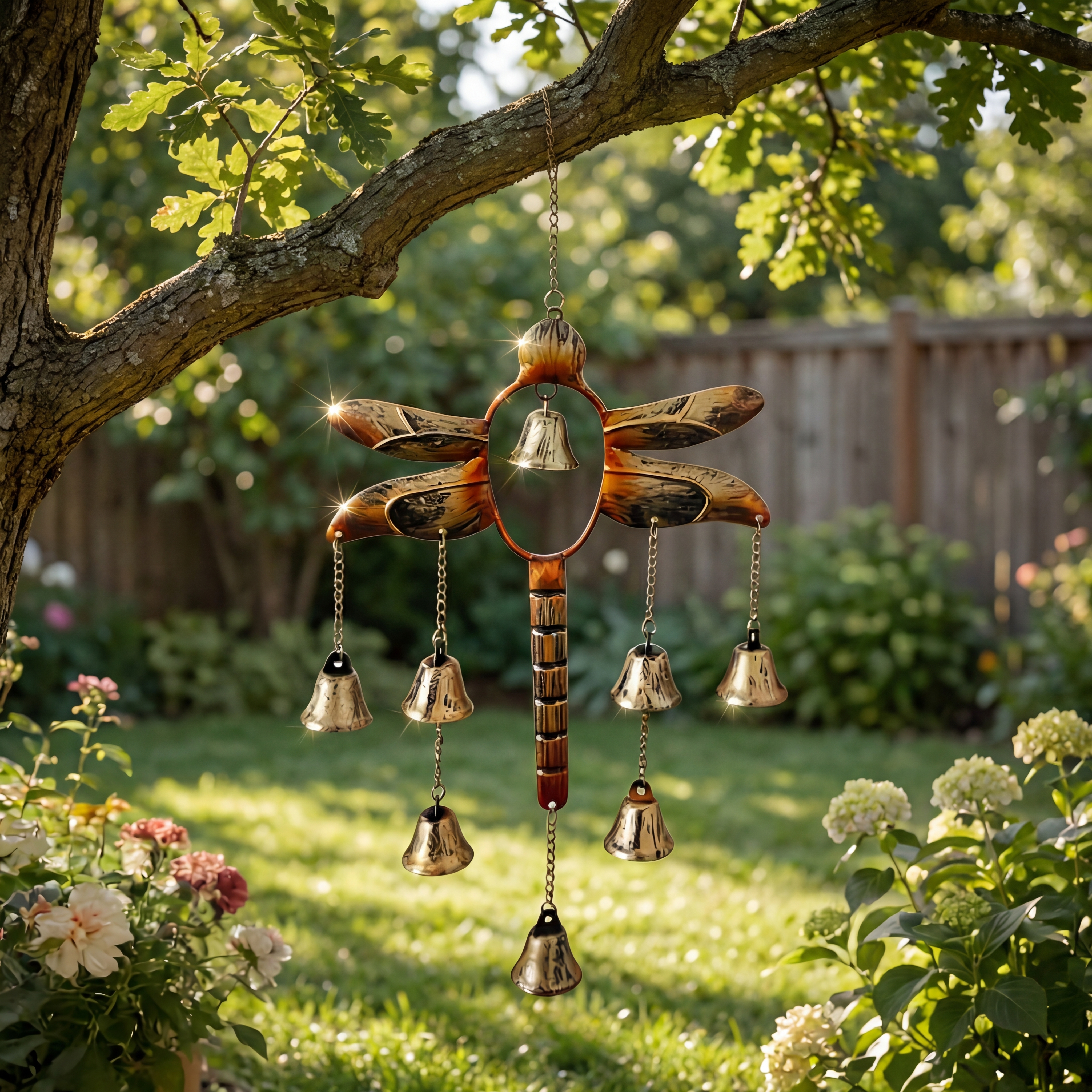 Rustic Dragonfly Bell Wind Chime