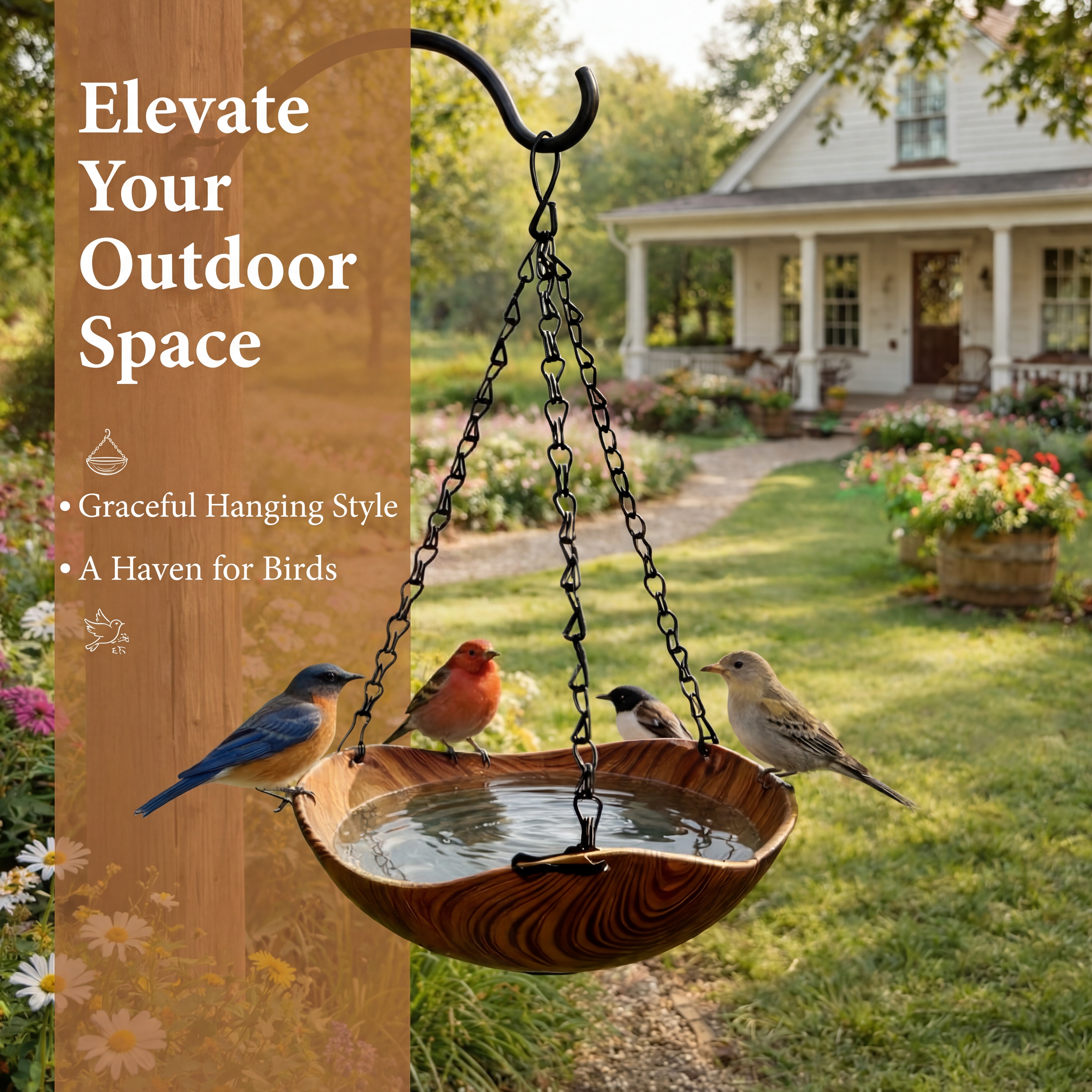 Hanging Bird Bath for a Peaceful Garden