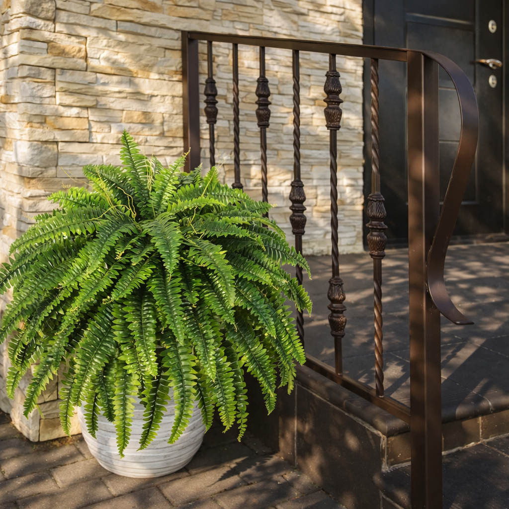 Classic Boston Fern Porch Planter – Lush Green Entryway Decor