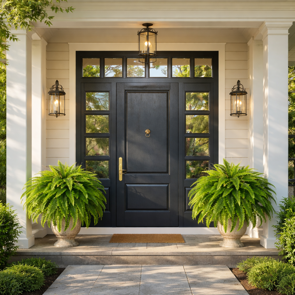 Classic Boston Fern Porch Planter – Lush Green Entryway Decor