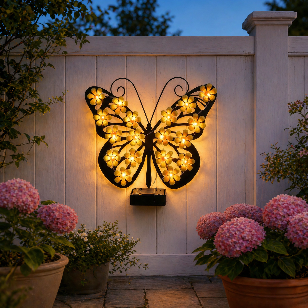 Solar Metal Black Butterfly LED Garden Wall Light
