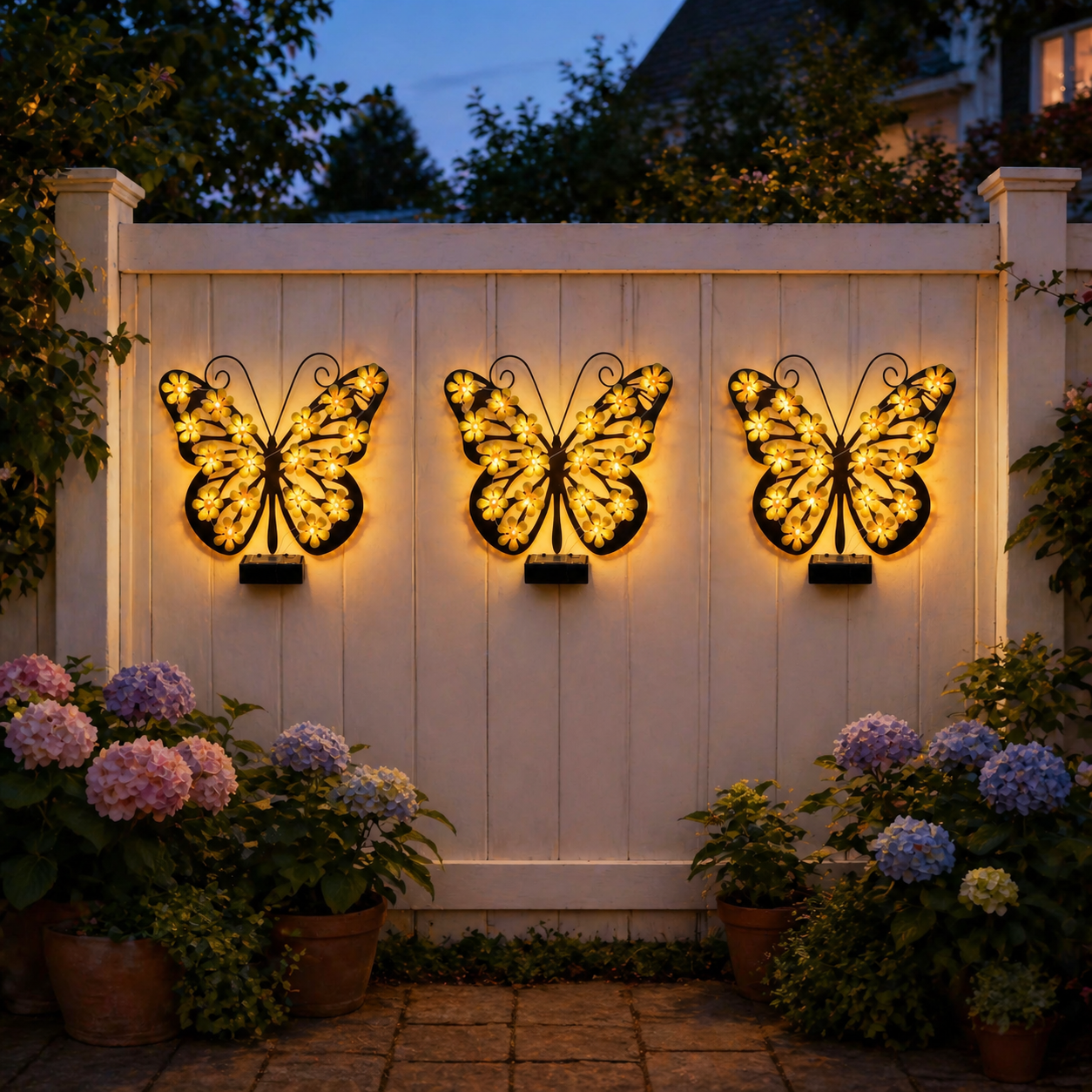 Solar Metal Black Butterfly LED Garden Wall Light