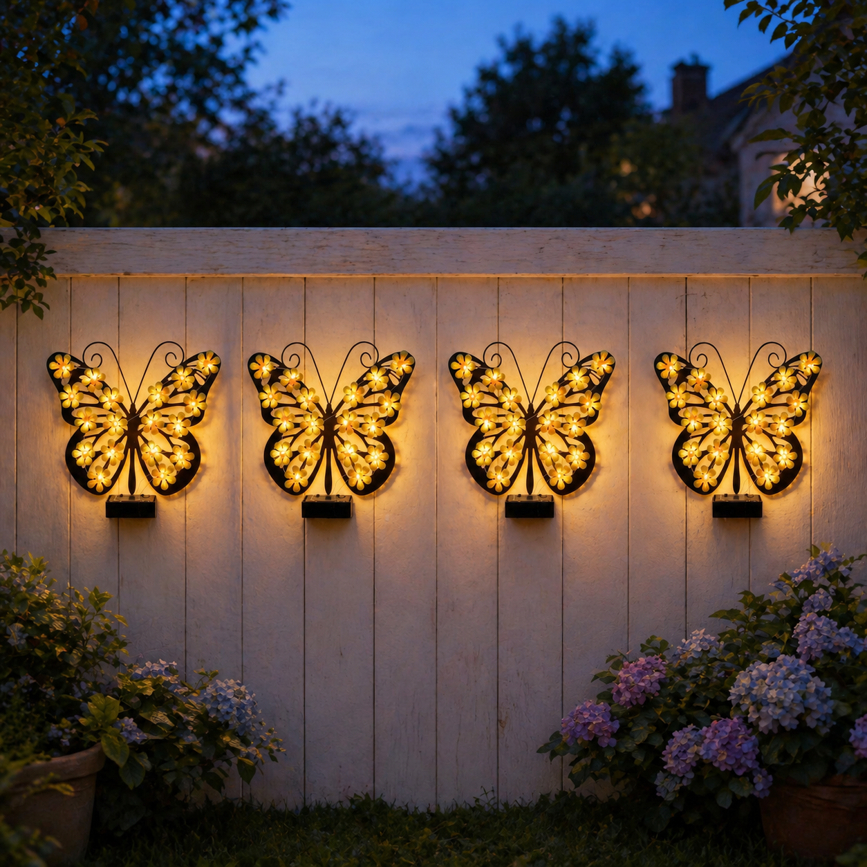 Solar Metal Black Butterfly LED Garden Wall Light