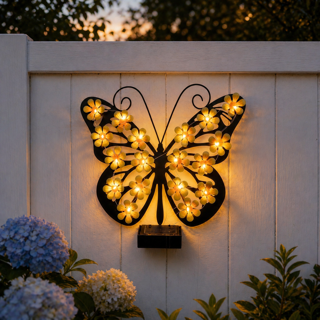 Solar Metal Black Butterfly LED Garden Wall Light